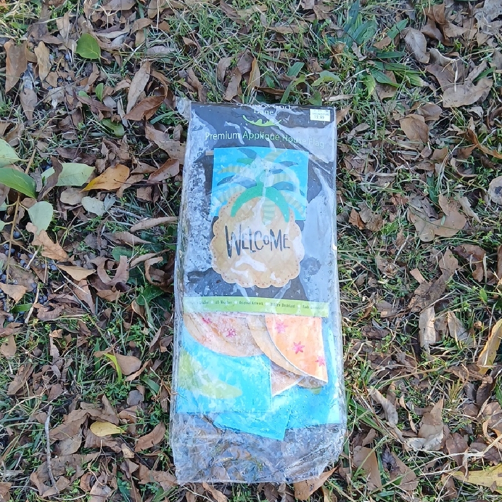 Welcome Garden Flag with Palm Tree Design